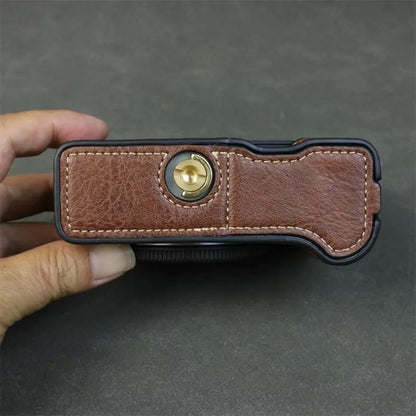 For Canon EOS R50 V Buffalo Texture PU Leather Bottom Case Half Body Camera Cover with Battery Opening
