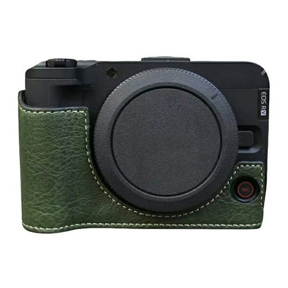 For Canon EOS R50 V Buffalo Texture PU Leather Bottom Case Half Body Camera Cover with Battery Opening
