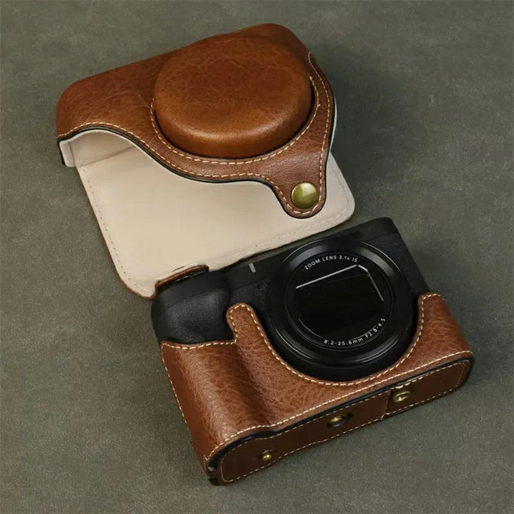 For Canon PowerShot V1 Camera Case with Battery Opening Portable Leather Camera Protective Cover