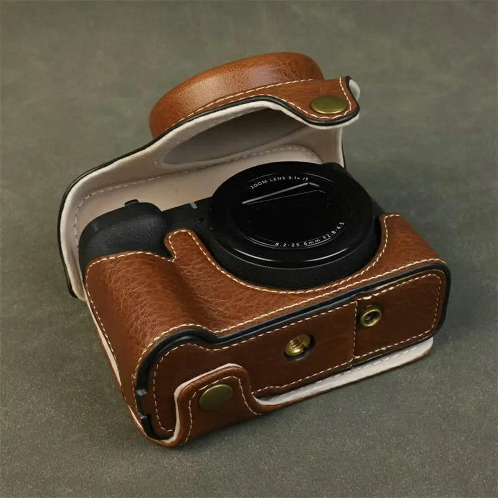 For Canon PowerShot V1 Camera Case with Battery Opening Portable Leather Camera Protective Cover