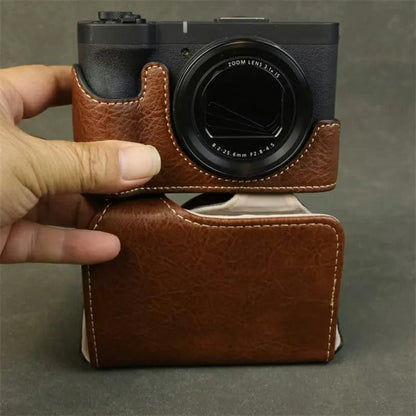 For Canon PowerShot V1 Camera Case with Battery Opening Portable Leather Camera Protective Cover