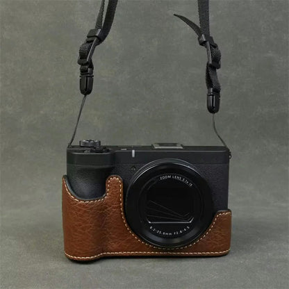 For Canon PowerShot V1 Camera Case with Battery Opening Portable Leather Camera Protective Cover