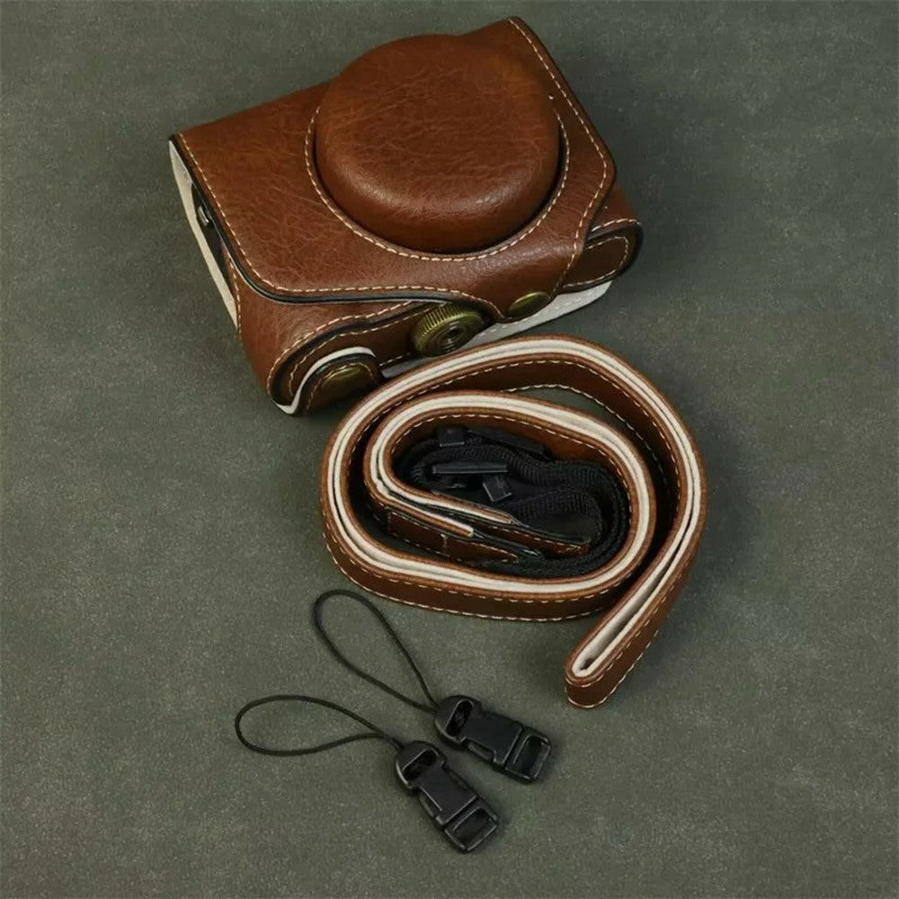 For Canon PowerShot G7 X Mark III / Mark II Camera Case Buffalo Texture Leather Protective Cover Without Battery Opening