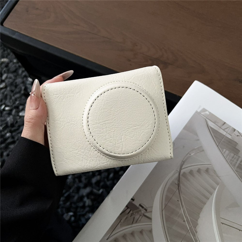 For Canon PowerShot V1 Camera Case Buffalo Texture Battery Opening Design Leather Cover with Shoulder Strap