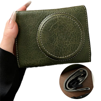 For Canon PowerShot V1 Camera Case Buffalo Texture Battery Opening Design Leather Cover with Shoulder Strap