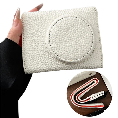 For Canon PowerShot V1 Camera Case Battery Opening Leather Protective Cover with Shoulder Strap