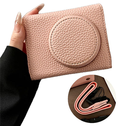 For Canon PowerShot V1 Camera Case Battery Opening Leather Protective Cover with Shoulder Strap