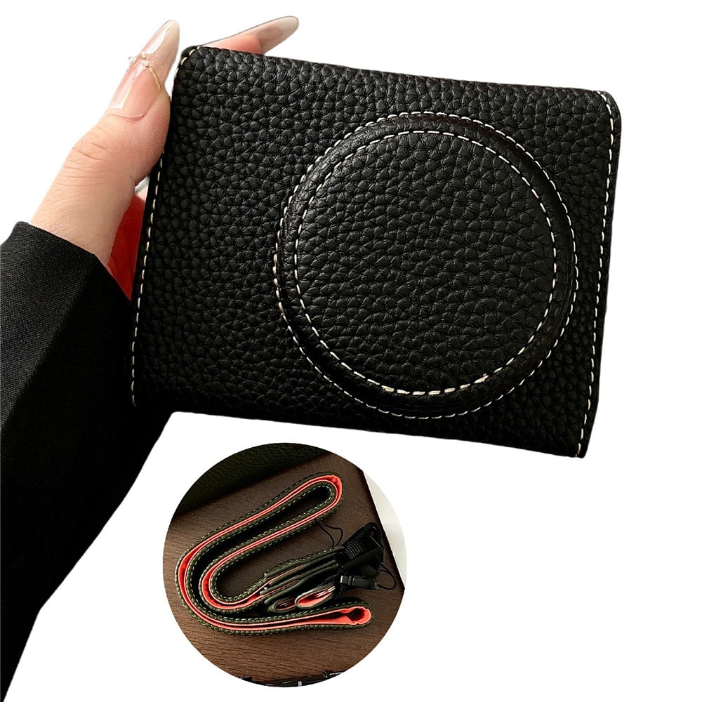 For Canon PowerShot V1 Camera Case Battery Opening Leather Protective Cover with Shoulder Strap