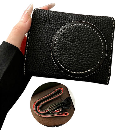 For Canon PowerShot V1 Camera Case Battery Opening Leather Protective Cover with Shoulder Strap