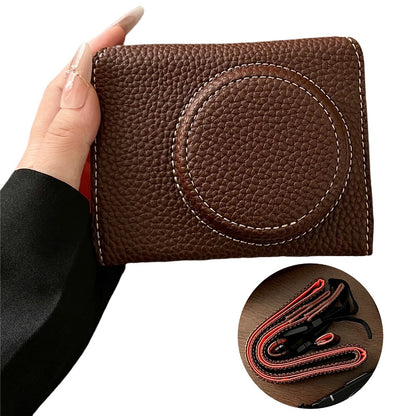 For Canon PowerShot V1 Camera Case Battery Opening Leather Protective Cover with Shoulder Strap