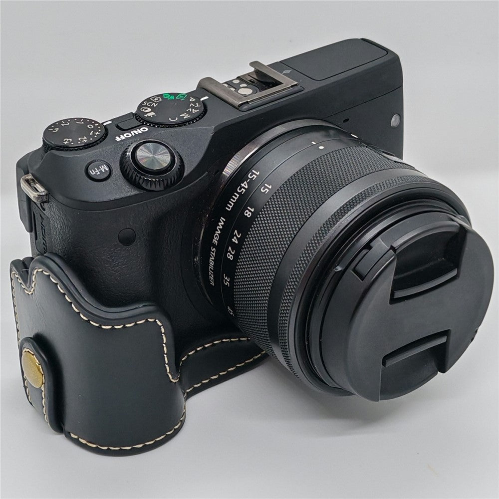 For Canon EOS M3 Camera Bottom Case PU Leather Cover with Battery Opening