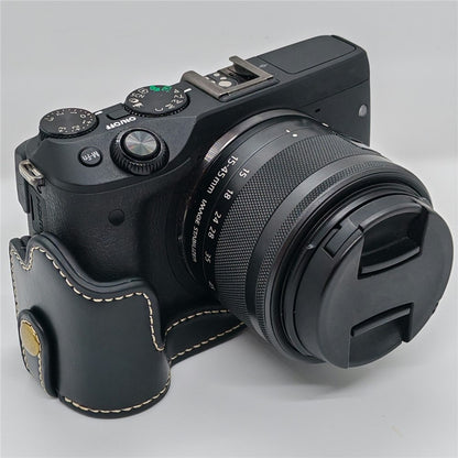 For Canon EOS M3 Camera Bottom Case PU Leather Cover with Battery Opening
