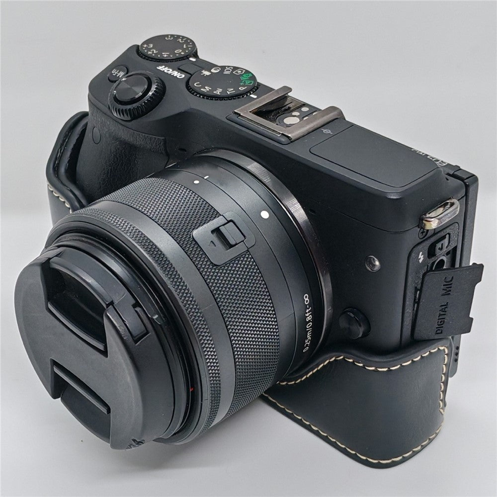 For Canon EOS M3 Camera Bottom Case PU Leather Cover with Battery Opening