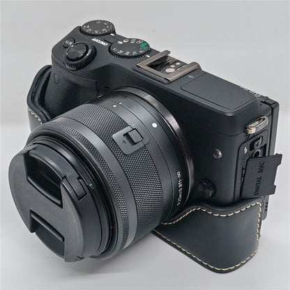 For Canon EOS M3 Camera Bottom Case PU Leather Cover with Battery Opening