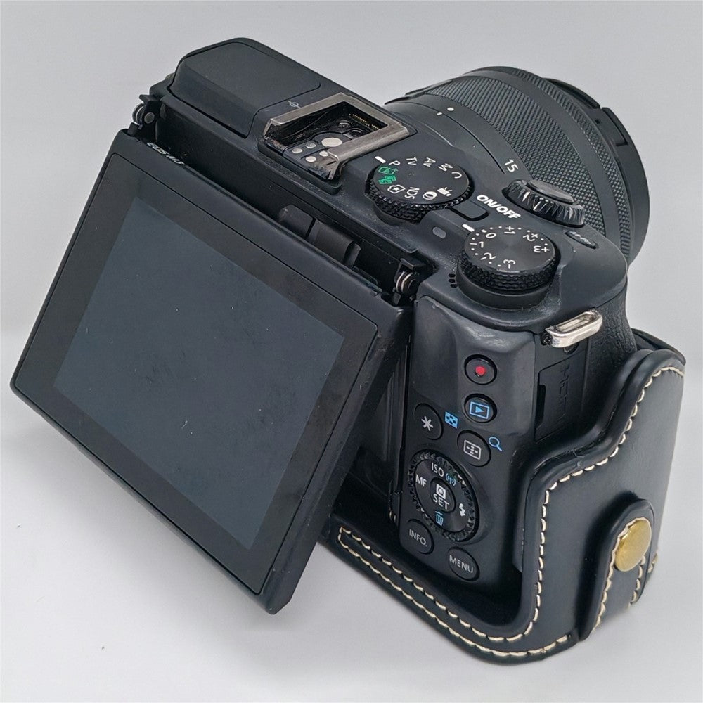 For Canon EOS M3 Camera Bottom Case PU Leather Cover with Battery Opening