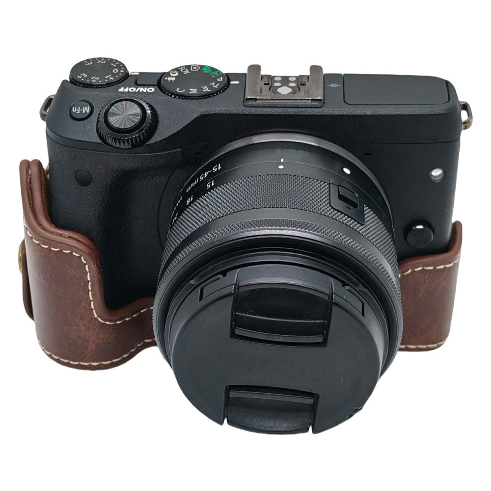 For Canon EOS M3 Camera Bottom Case PU Leather Cover with Battery Opening