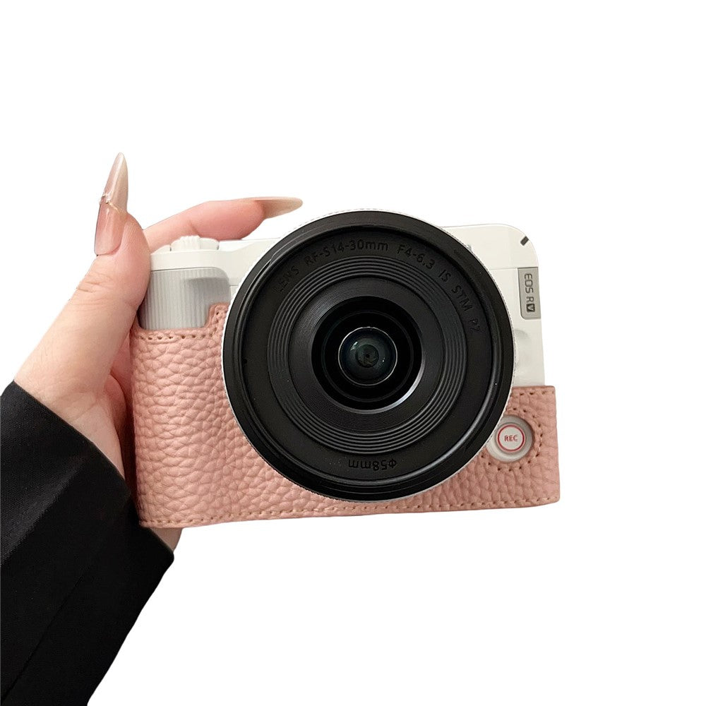 For Canon EOS R50 V Camera Case PU Leather Protective Cover with Screw Hole