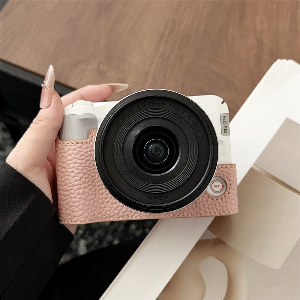 For Canon EOS R50 V Camera Case PU Leather Protective Cover with Screw Hole