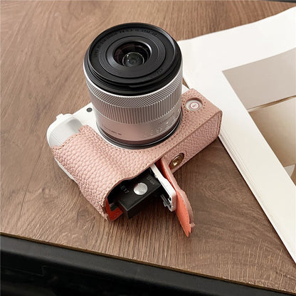 For Canon EOS R50 V Camera Case PU Leather Protective Cover with Screw Hole