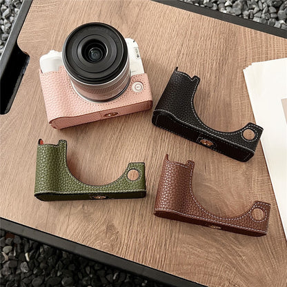 For Canon EOS R50 V Camera Case PU Leather Protective Cover with Screw Hole