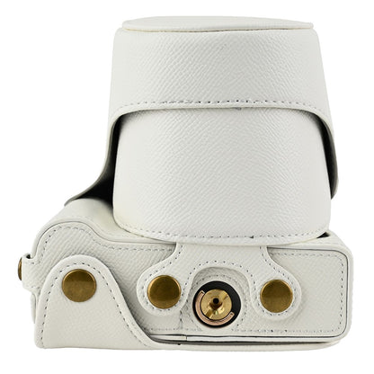 For Canon EOS R50 V Textured PU Leather Camera Case with Battery Hole + Strap
