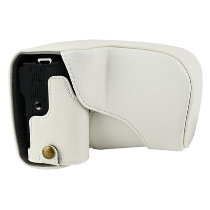 For Canon EOS R50 V Textured PU Leather Camera Case with Battery Hole + Strap