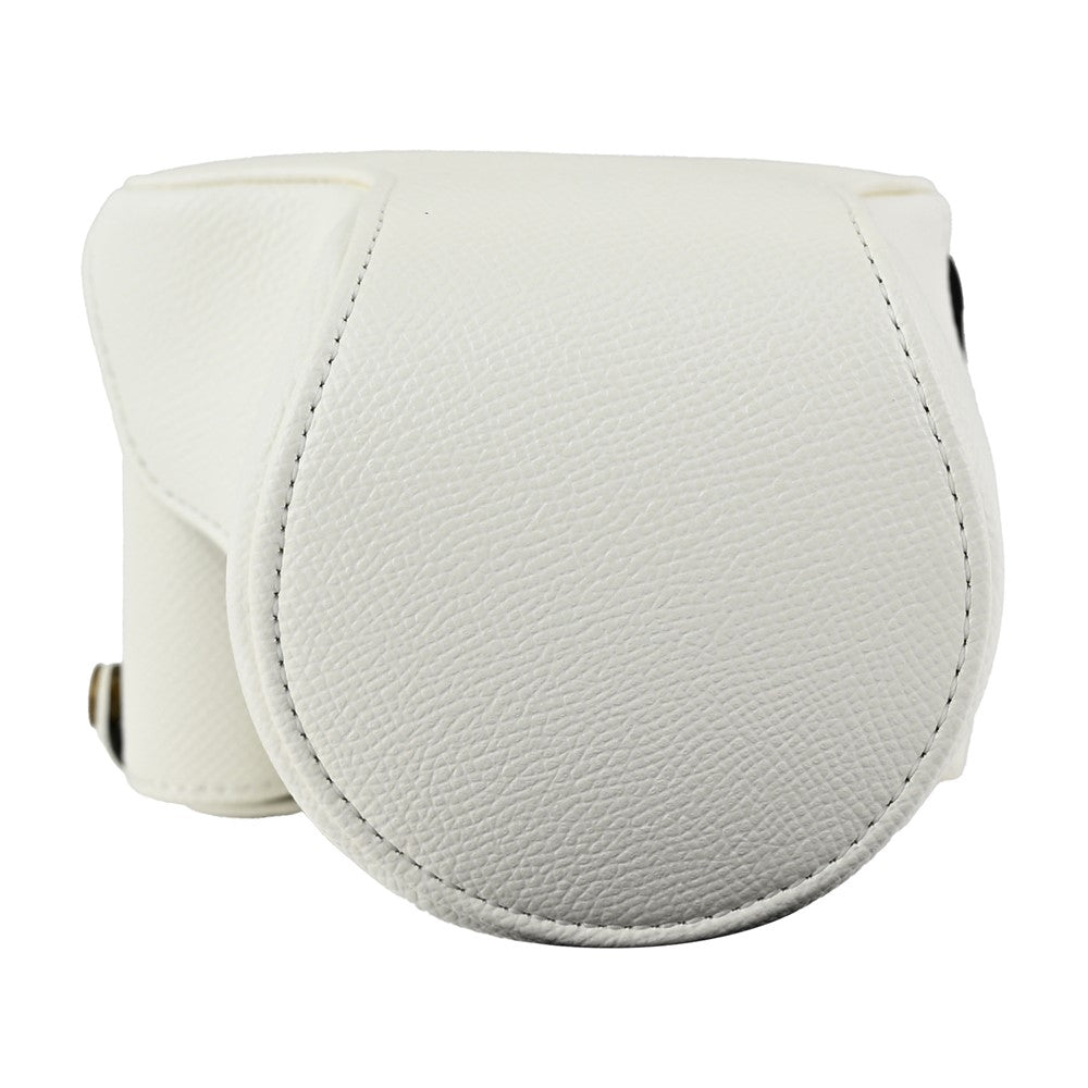 For Canon EOS R50 V Textured PU Leather Camera Case with Battery Hole + Strap