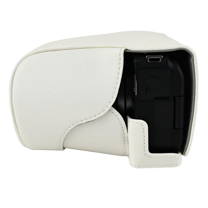 For Canon EOS R50 V Textured PU Leather Camera Case with Battery Hole + Strap