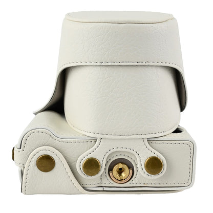 For Canon EOS R50 V Camera Case Litchi Texture Leather Cover with Battery Hole + Strap
