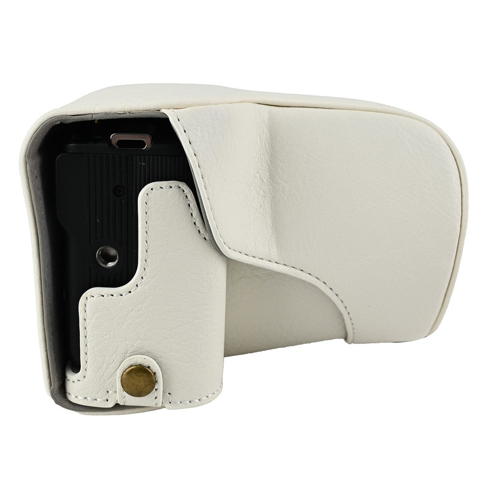 For Canon EOS R50 V Camera Case Litchi Texture Leather Cover with Battery Hole + Strap