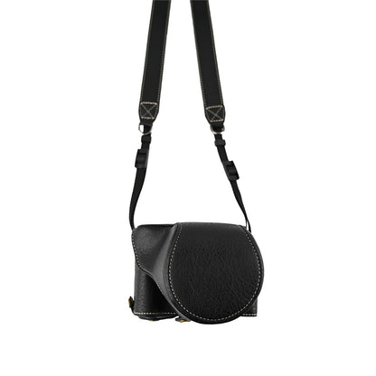 For Canon EOS R50 V Camera Case Litchi Texture Leather Cover with Battery Hole + Strap