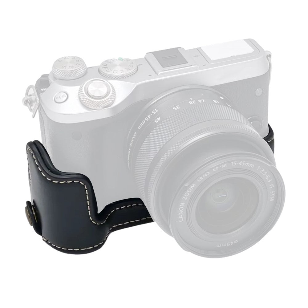 For Canon EOS M6 Camera Base Cover Vintage PU Leather Half Case with Battery Opening