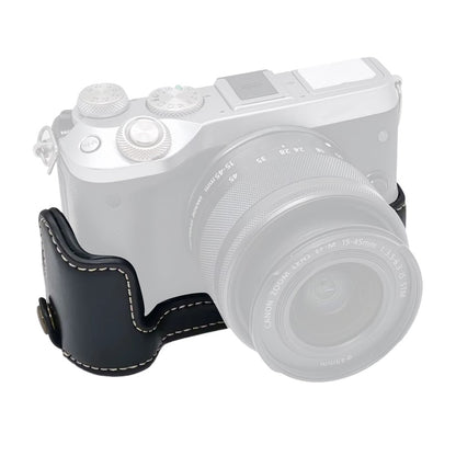 For Canon EOS M6 Camera Base Cover Vintage PU Leather Half Case with Battery Opening