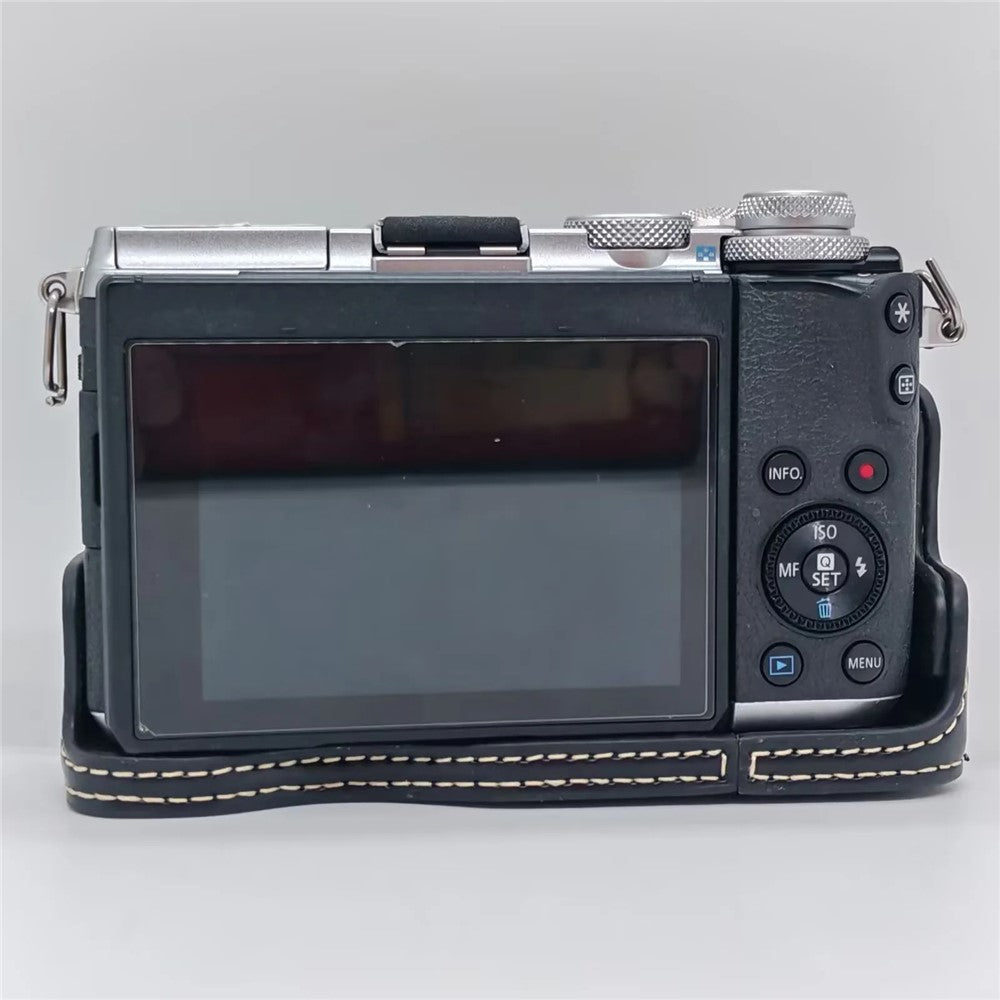 For Canon EOS M6 Camera Base Cover Vintage PU Leather Half Case with Battery Opening