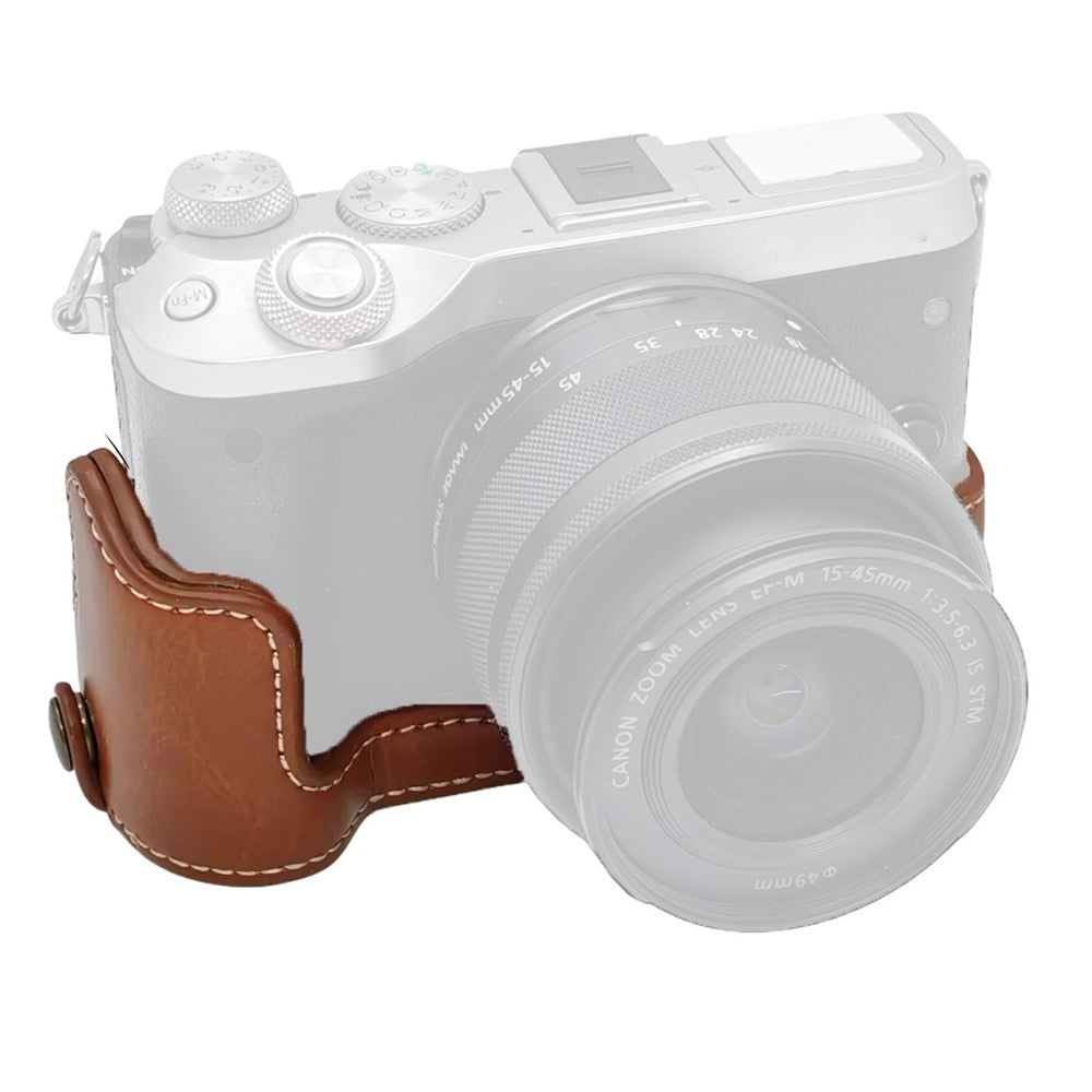 For Canon EOS M6 Camera Base Cover Vintage PU Leather Half Case with Battery Opening