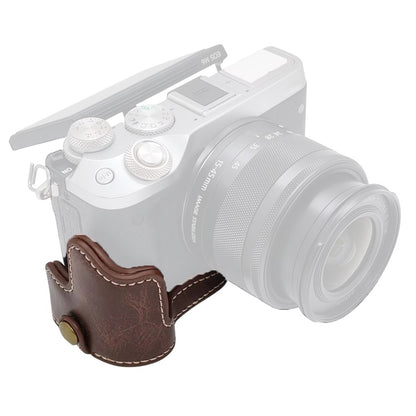For Canon EOS M6 Camera Base Cover Vintage PU Leather Half Case with Battery Opening