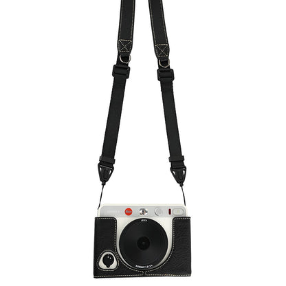 For Leica SOFORT 2 PU Leather Bottom Cover with Battery Access / Strap Shockproof Camera Half Case