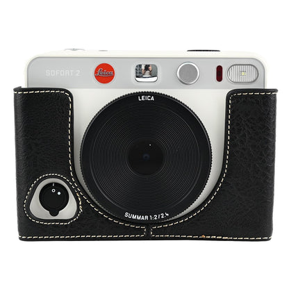 For Leica SOFORT 2 PU Leather Bottom Cover with Battery Access / Strap Shockproof Camera Half Case