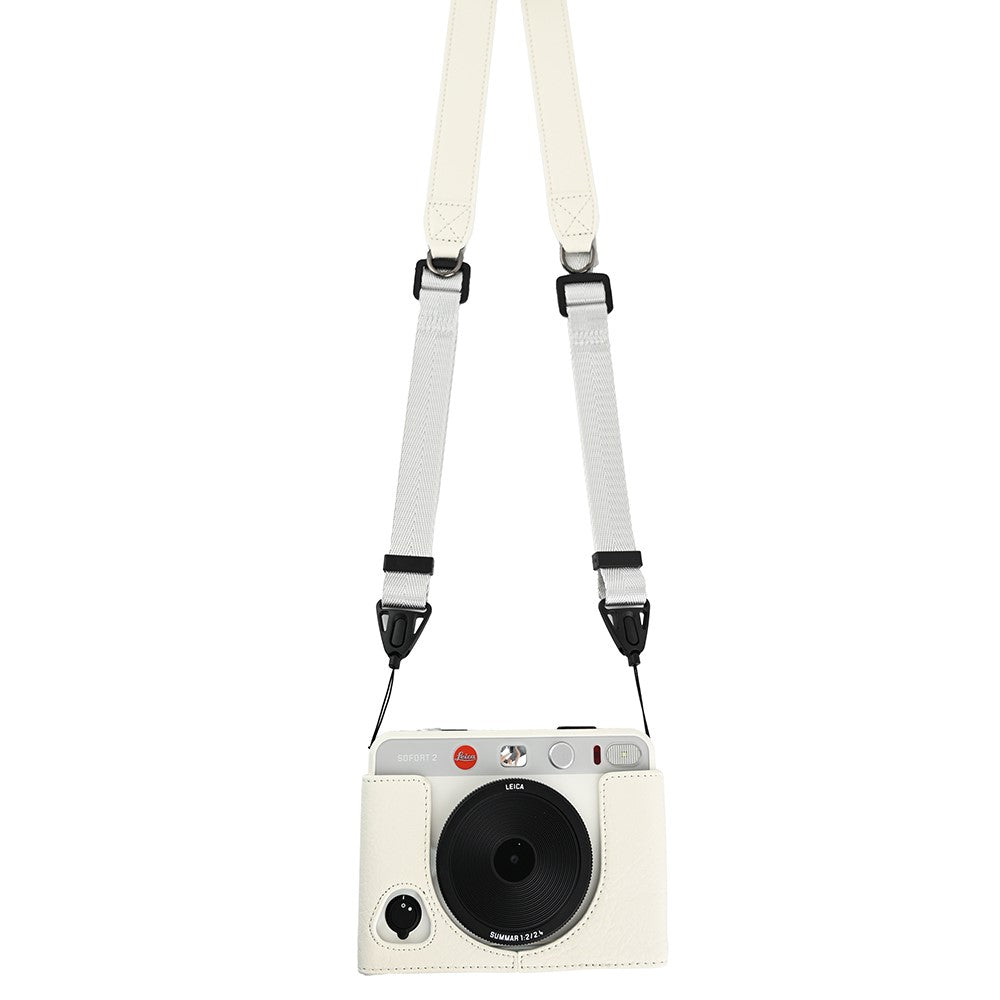 For Leica SOFORT 2 PU Leather Bottom Cover with Battery Access / Strap Shockproof Camera Half Case