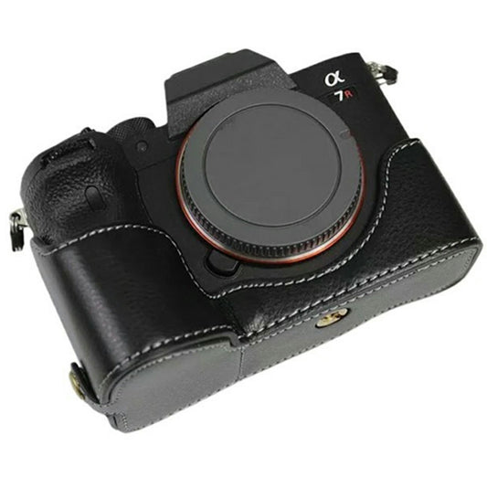 For Sony A7R IV Camera Bottom Case PU Leather Cover with Battery Opening
