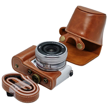 Retro PU Leather Camera Case for Sony A5000  /  A5100  /  NEX3N White Stitch Camera Bag with Shoulder Strap Soft Microfiber Lining Protective Case