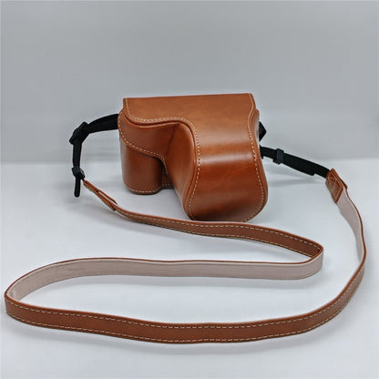 Retro PU Leather Camera Case for Sony A5000  /  A5100  /  NEX3N White Stitch Camera Bag with Shoulder Strap Soft Microfiber Lining Protective Case