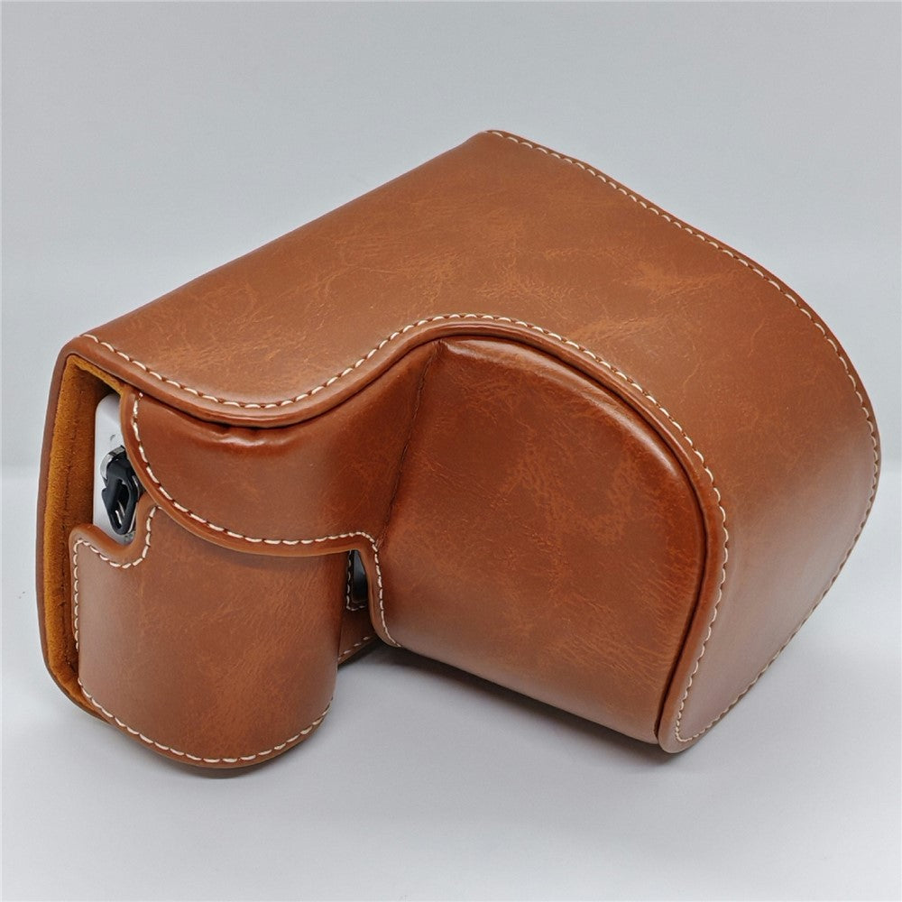 Retro PU Leather Camera Case for Sony A5000  /  A5100  /  NEX3N White Stitch Camera Bag with Shoulder Strap Soft Microfiber Lining Protective Case