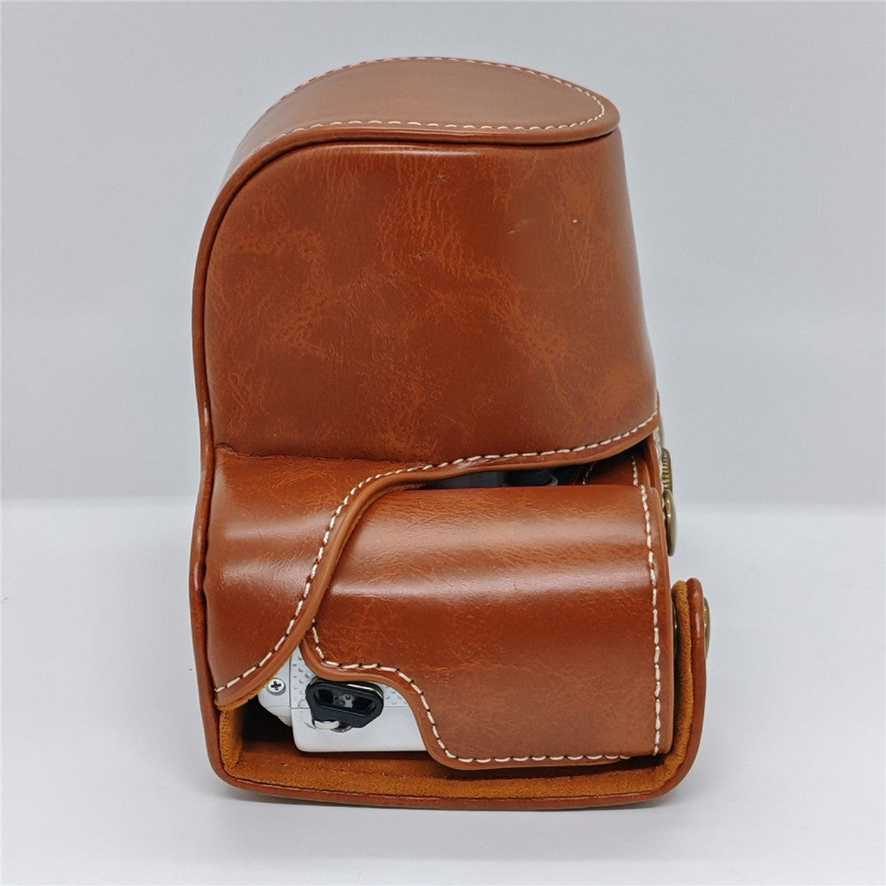 Retro PU Leather Camera Case for Sony A5000  /  A5100  /  NEX3N White Stitch Camera Bag with Shoulder Strap Soft Microfiber Lining Protective Case