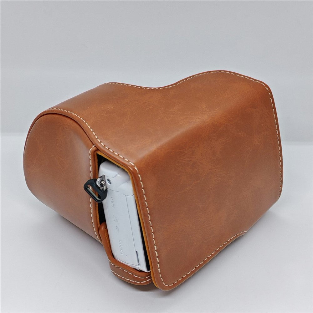 Retro PU Leather Camera Case for Sony A5000  /  A5100  /  NEX3N White Stitch Camera Bag with Shoulder Strap Soft Microfiber Lining Protective Case