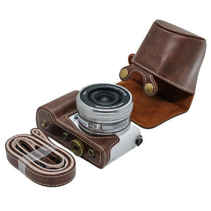 Retro PU Leather Camera Case for Sony A5000  /  A5100  /  NEX3N White Stitch Camera Bag with Shoulder Strap Soft Microfiber Lining Protective Case