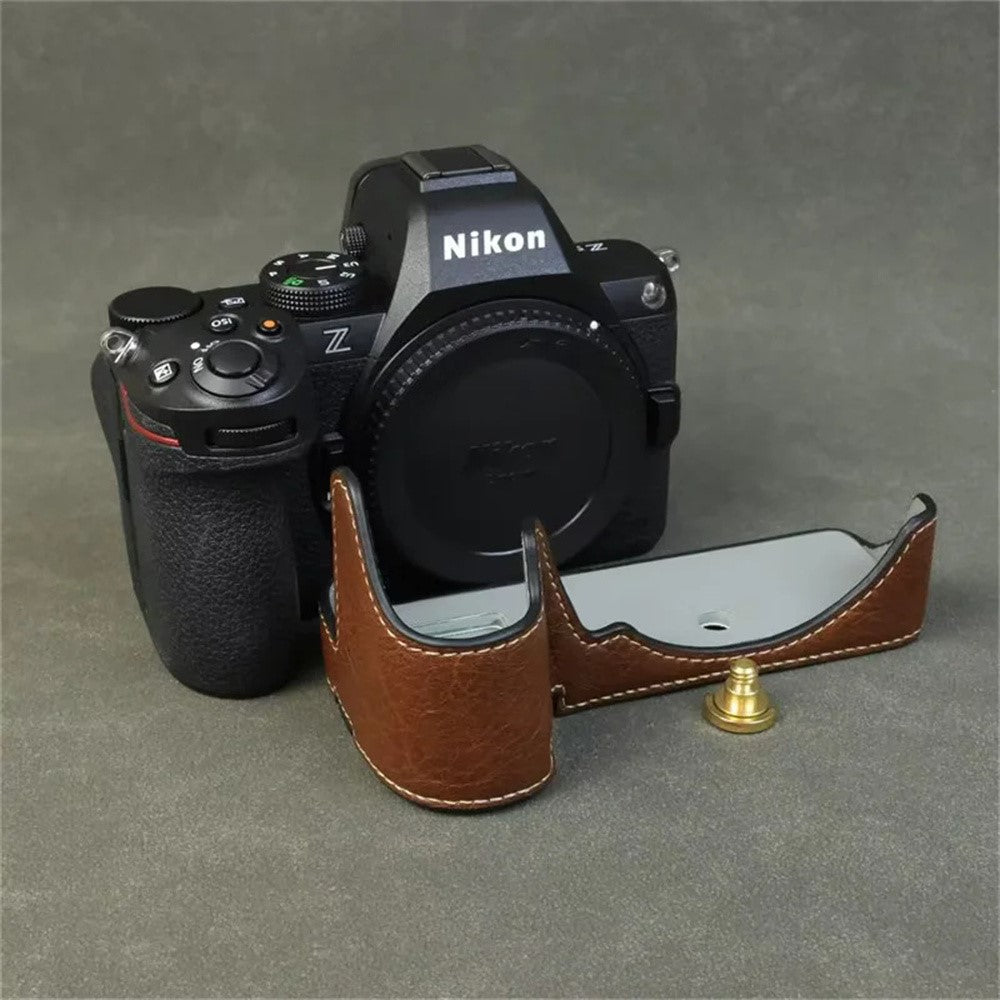 For Nikon Z 50 II Buffalo Texture PU Leather Bottom Case Half Body Camera Cover with Battery Opening