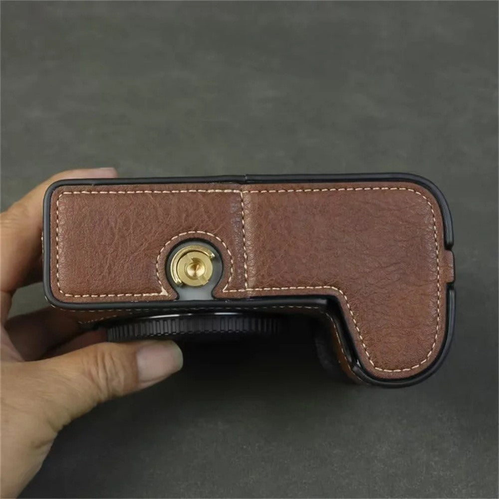 For Nikon Z 50 II Buffalo Texture PU Leather Bottom Case Half Body Camera Cover with Battery Opening