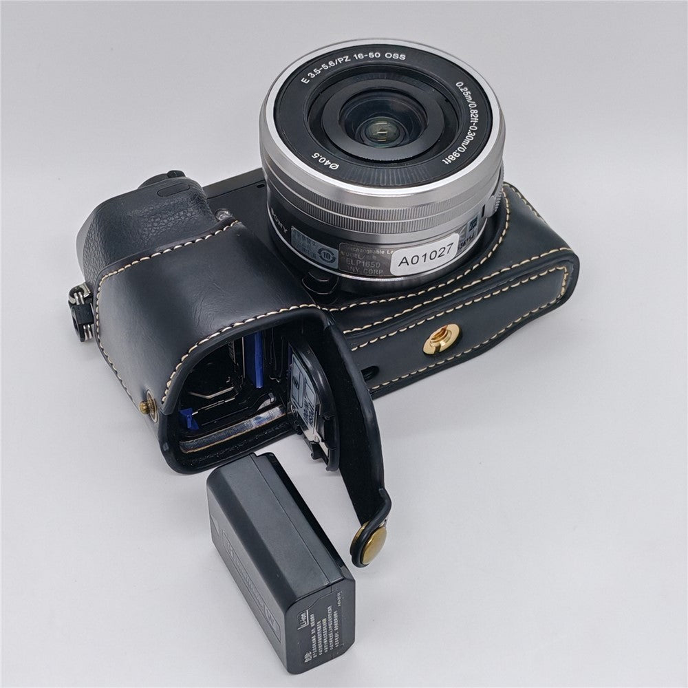 For Sony NEX-7 / NEX-6 Half Body Camera Cover with Battery Access PU Leather Bottom Case
