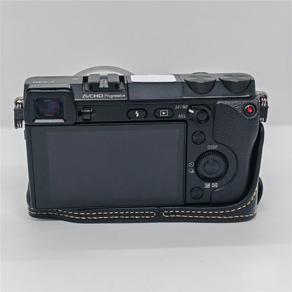 For Sony NEX-7 / NEX-6 Half Body Camera Cover with Battery Access PU Leather Bottom Case